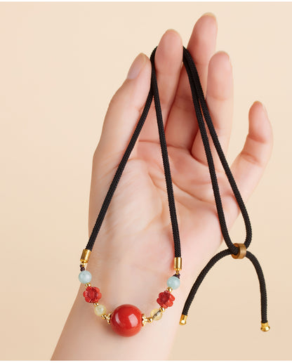 Imperial Red Cinnabar Fortune Bead Necklace | Wealth & Protection Amulet