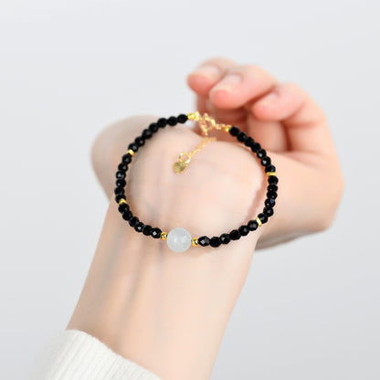 Natural Crystal Black Spinel Multi-Gem Adjustable Bracelet for Women - Mystical Protection & Elegance