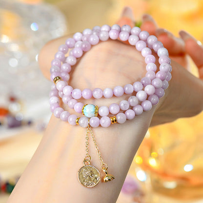 Natural Kunzite Three-Circle Bracelet | Purple Spiritual Stone for Love & Harmony