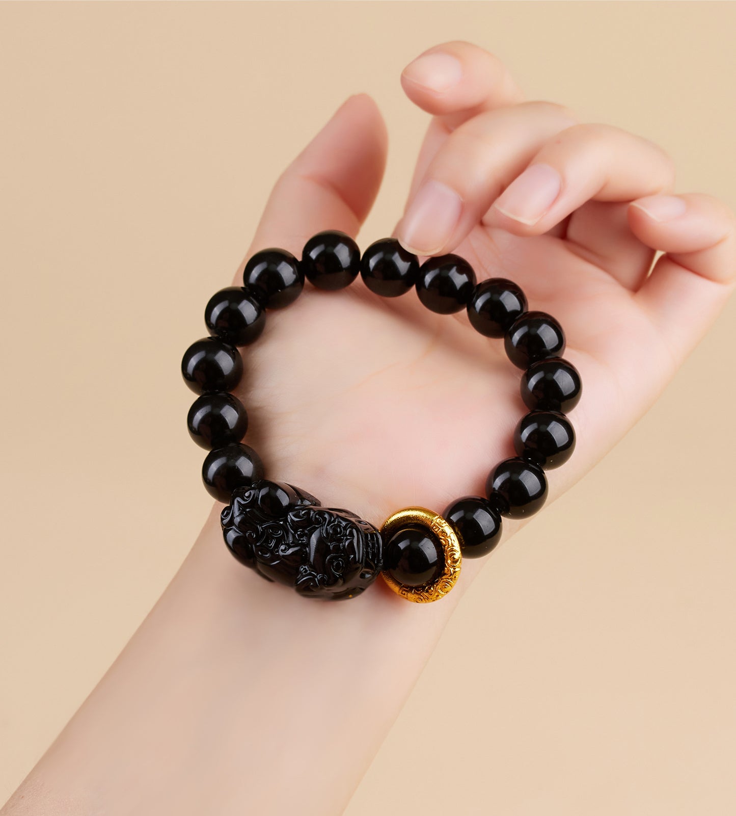 Natural Obsidian Pixiu Bracelet - Retro Ethnic Unisex Couple Edition for Wealth and Protection