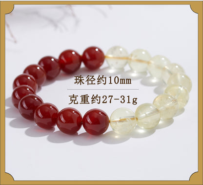 Natural Yellow Crystal Red Agate Bracelet - Lucky Fortune Bead Unisex Couple Chain