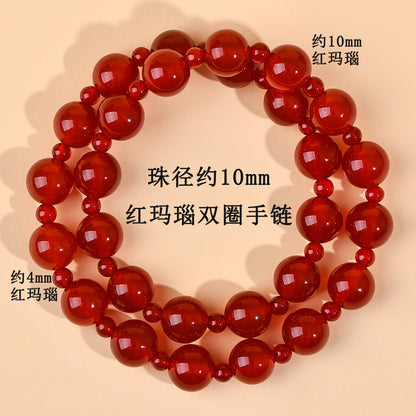 Red Agate Double Circle Bracelet for Zodiac Year Women - Lucky Charm Jewelry
