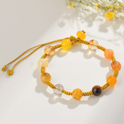 Natural Crystal Five Elements Energy Balance Bracelet - Harmony of Gold Wood Water Fire Earth