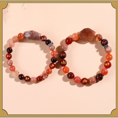 Natural Crystal Zodiac Three-Planet Bracelet - Black Gold Flexible Unisex Spiritual Amulet