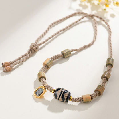 Antique Buddhist Prayer Beads Necklace with Agarwood and Red Sandalwood - Spiritual Meditation Accessory