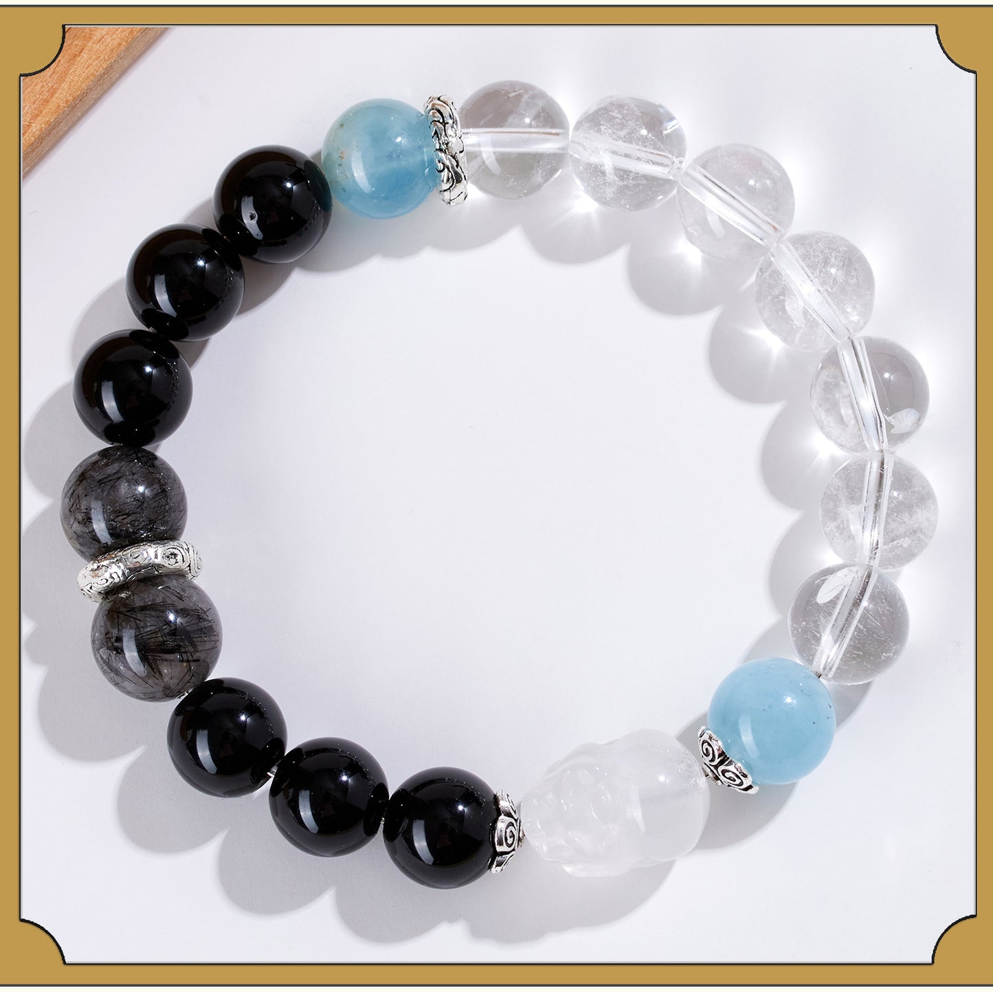 Natural Crystal Five Elements Bracelet with Lucky Pixiu - Unisex Couple Style for Balance and Wealth