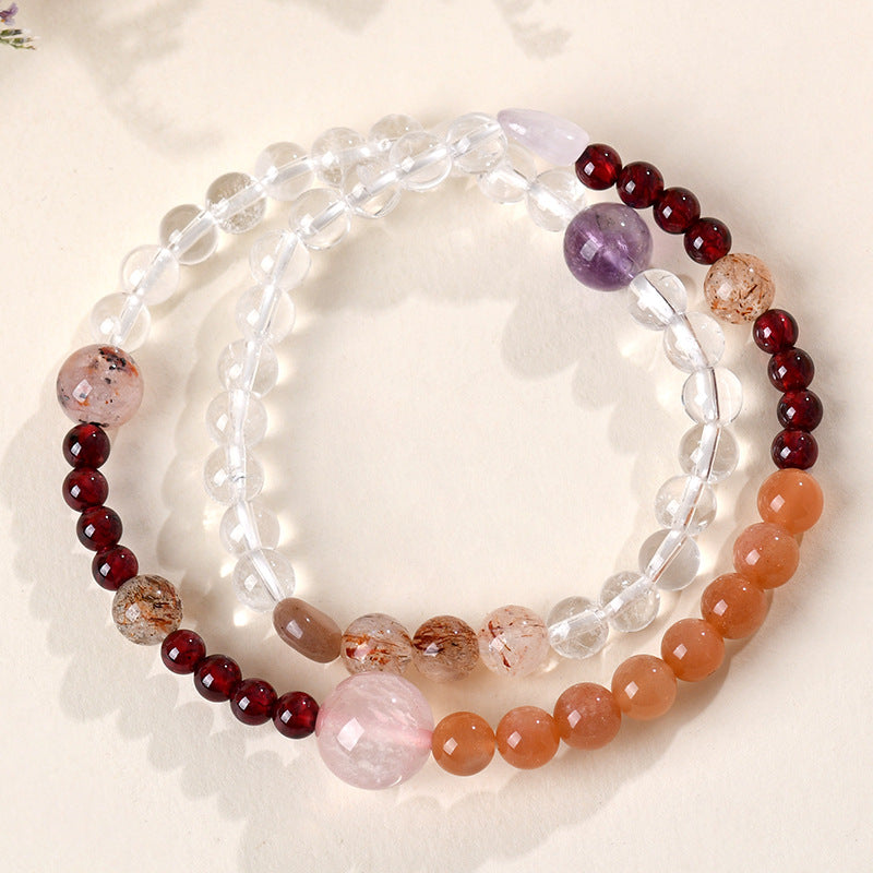 Natural Crystal Zodiac Double Circle Bracelet | Wealth Protection & Spiritual Energy Talisman