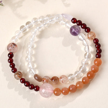 Natural Crystal Zodiac Double Circle Bracelet | Wealth Protection & Spiritual Energy Talisman
