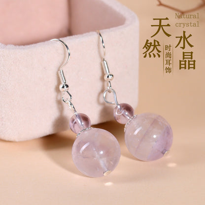 Natural Crystal Earrings | White Amethyst Yellow Tower Crystal Spiritual Energy Women's Jewelry