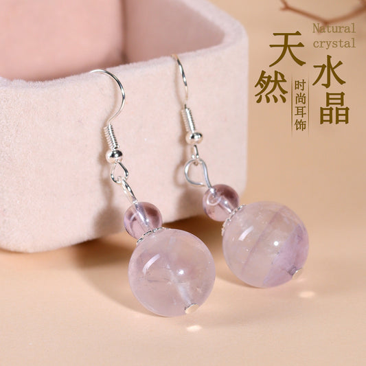Natural Crystal Earrings | White Amethyst Yellow Tower Crystal Spiritual Energy Women's Jewelry