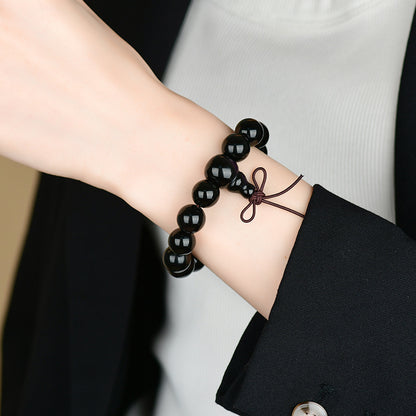 Natural Double Color Eye Obsidian Buddha Beads Bracelet - Spiritual Protection for Couples