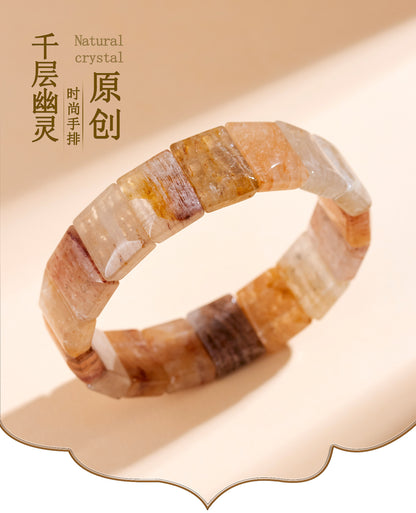 Natural Crystal Thousand Layer Phantom Bracelet for Women - Mystical Elegance & Spiritual Harmony