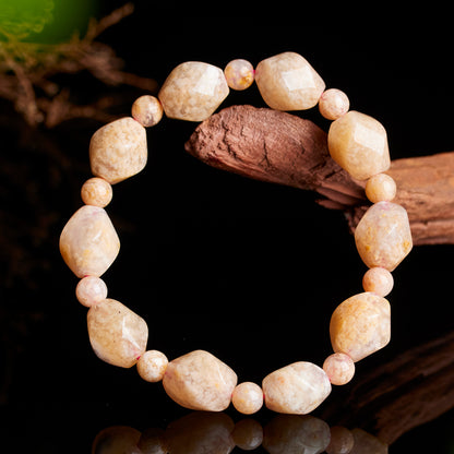 Natural Cherry Blossom Agate Knot Bead Bracelet - Elegant Spiritual Jewelry for Women