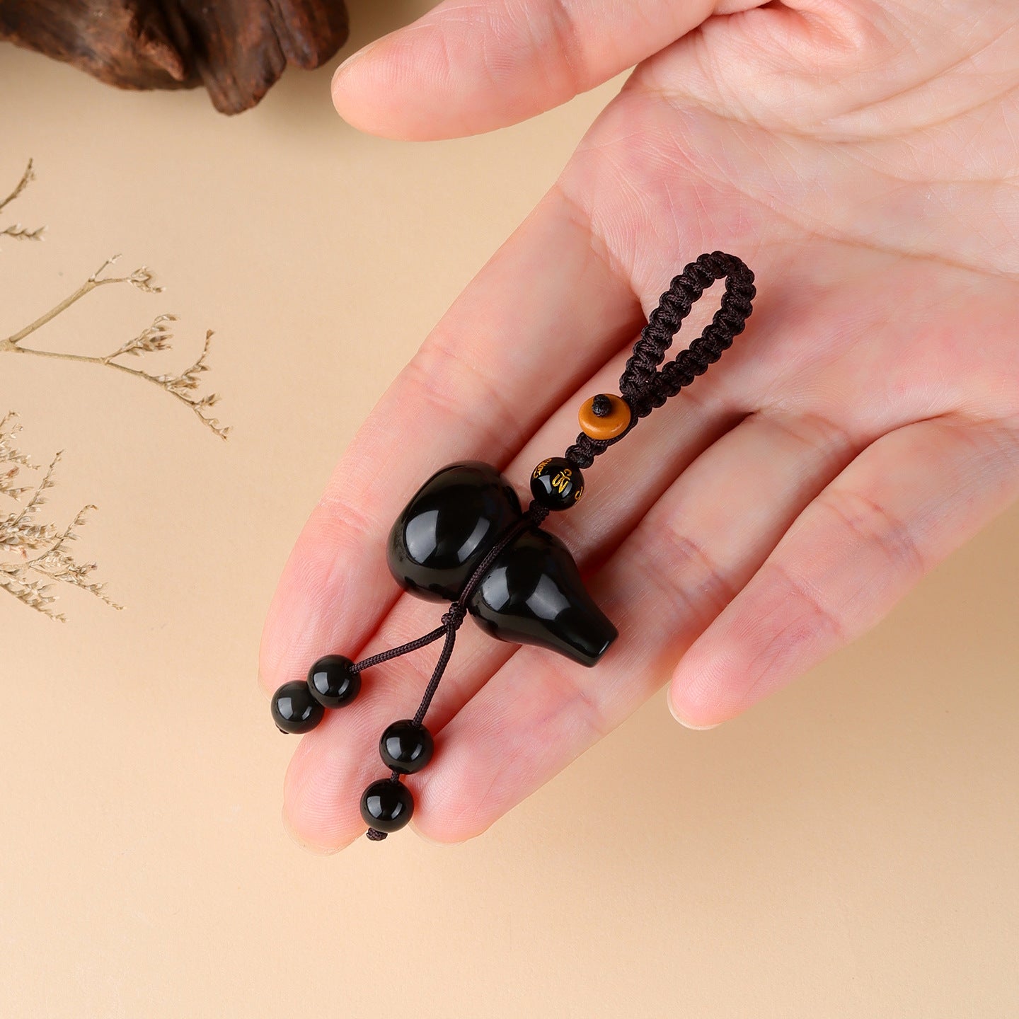 Rainbow Obsidian Gourd Pendant - Chinese Style Protection Amulet for Phone & Keys