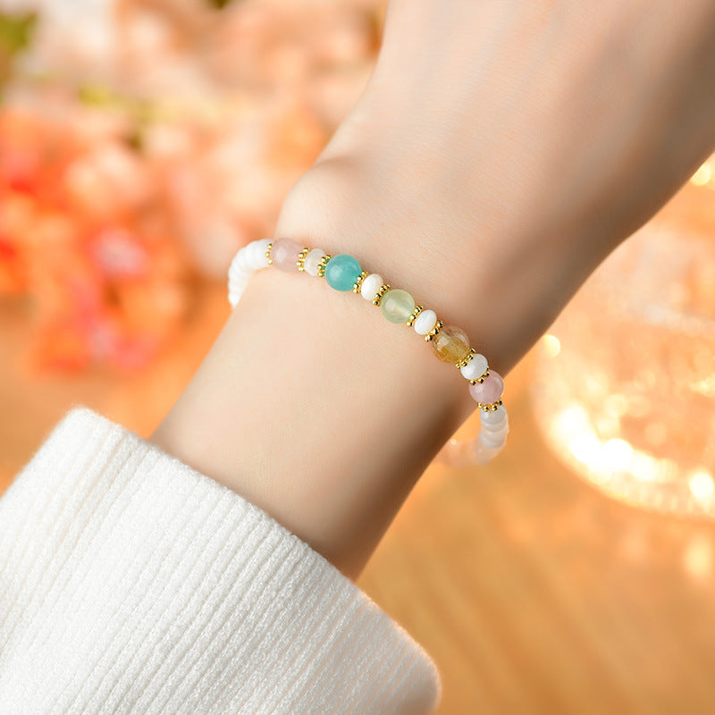 Five Elements Shell Bead Crystal Bracelet | Harmony & Wealth Talisman for Women