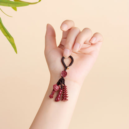 Natural Purple Gold Cinnabar Wenchang Pagoda Keychain | Academic Success & Wealth Talisman