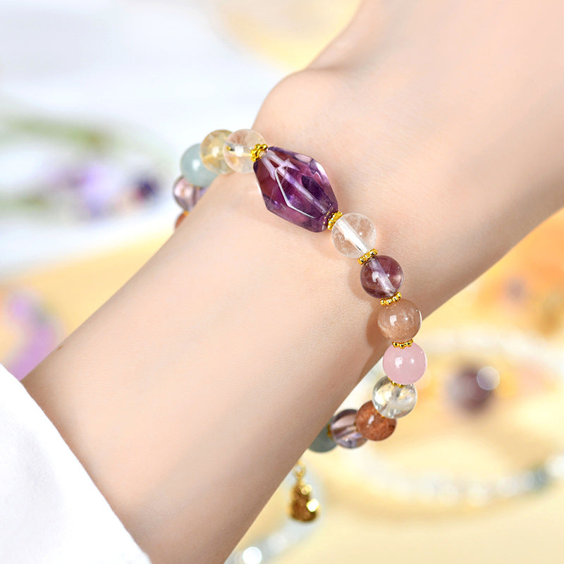 Natural Crystal Multi-Gem Amethyst Freeform Bracelet | Spiritual Energy & Fashion