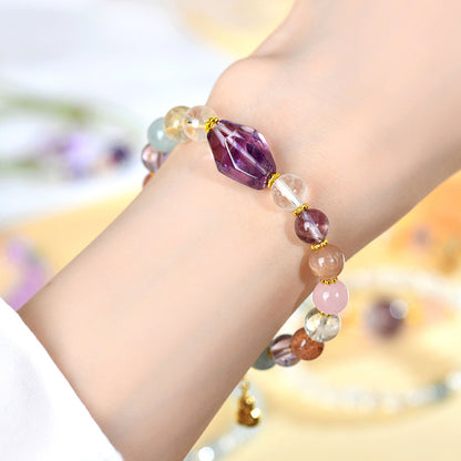 Natural Crystal Multi-Gem Amethyst Freeform Bracelet | Spiritual Energy & Fashion