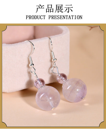 Natural Crystal Earrings | White Amethyst Yellow Tower Crystal Spiritual Energy Women's Jewelry