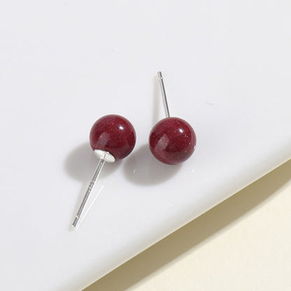 Natural Cinnabar Purple Gold Sand Rose Flower Earrings | Chinese Style Spiritual Jewelry