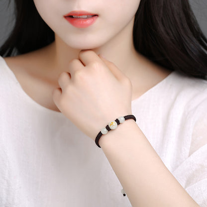 Glowing Zodiac Red String Bracelet with Agate - Couple's Birth Year Lucky Charm