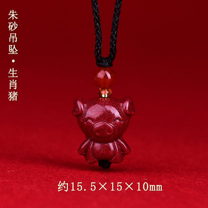 Natural High-Content Cinnabar Purple Gold Sand Zodiac Pendant Necklace for Couples - Spiritual Harmony and Fortune