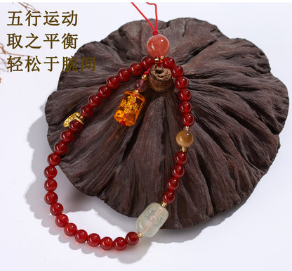 Five Elements Natural Crystal Agate Phone Chain Pendant - Balance Energy & Attract Fortune