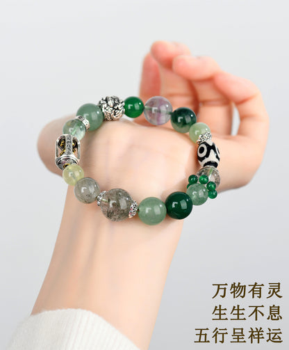 Natural Crystal Five Elements Bracelet - Balance Gold Wood Water Fire Earth Energies for Harmony