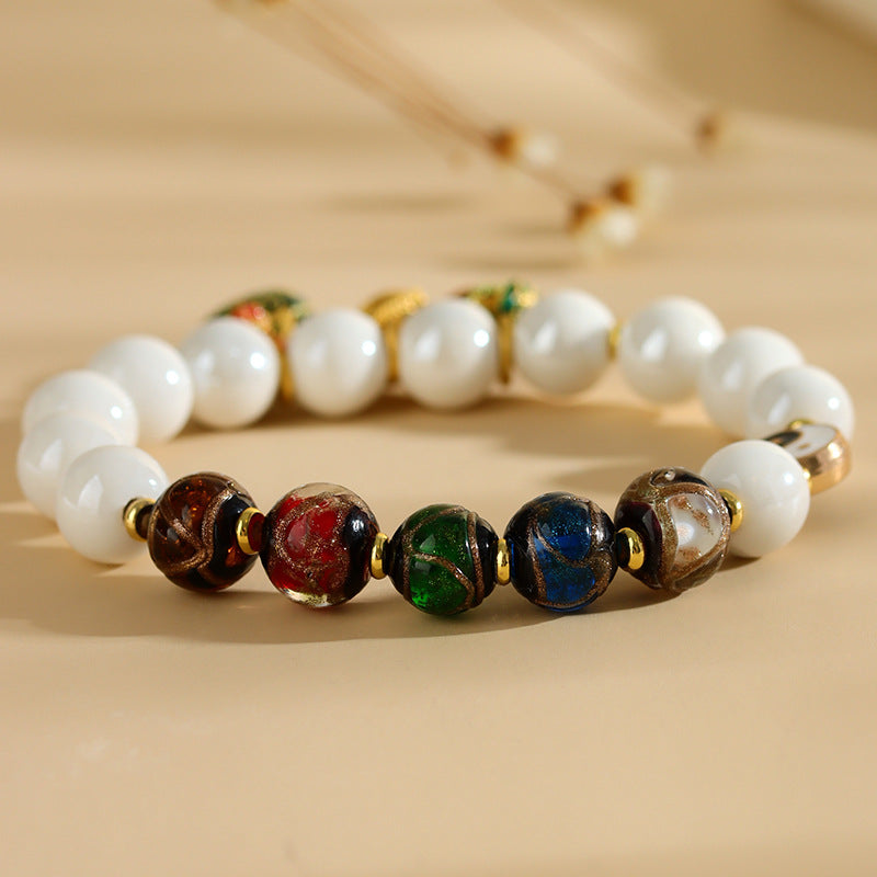 Five Elements Gold-Swallowing Beast Bracelet - Incense Ash Porcelain Longhu Mountain Cultural Creative