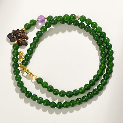 Agarwood Jade Multi-Use Crossbody Chain | Zen Buddhist Bead Necklace for Peace and Prosperity