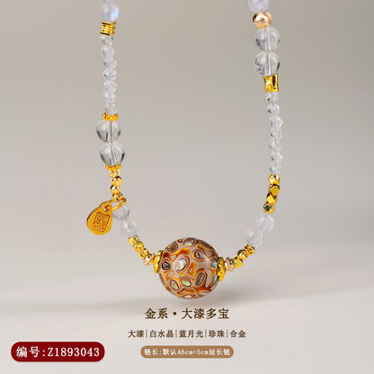 Natural Lacquer Five Elements Crystal Multi-Circle Bracelet & Necklace | Spiritual Balance Energy