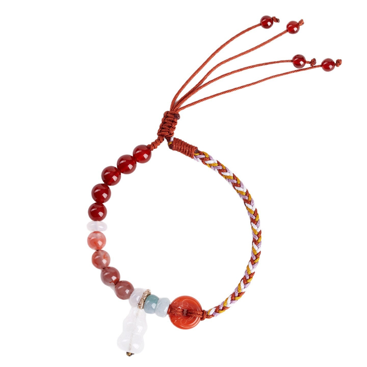 Natural Southern Red Agate White Chalcedony Gourd Bracelet | Wealth Harmony Spiritual Amulet