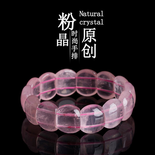 Natural Rose Quartz Crystal Bracelet - Peach Pink Healing Stone for Women's Harmony