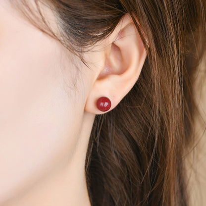 Natural Cinnabar Purple Gold Sand Rose Flower Earrings | Chinese Style Spiritual Jewelry