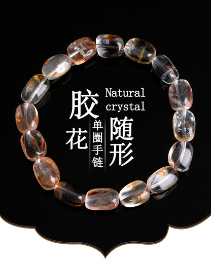 Natural Crystal Glue Flower Irregular Single Circle Bracelet - Women's Elegant Spiritual Accessory