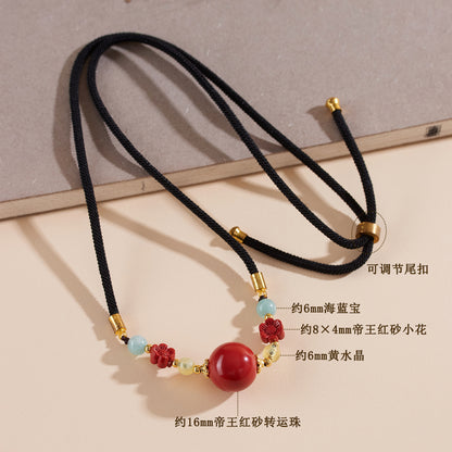 Imperial Red Cinnabar Fortune Bead Necklace | Wealth & Protection Amulet