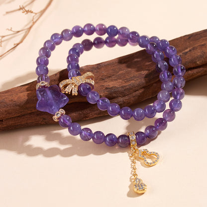 Natural Amethyst Double Circle Bracelet | Spiritual Harmony & Elegant Protection