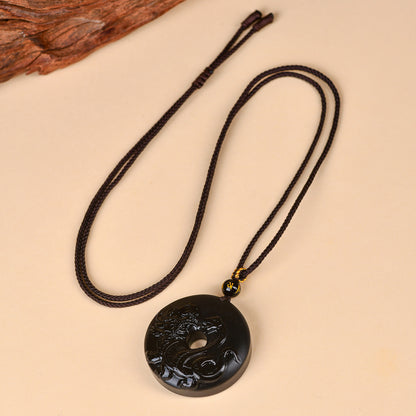 Natural Ice Obsidian Xuanwu Peace Pendant | Five Elements Hydration & Protection Unisex Necklace