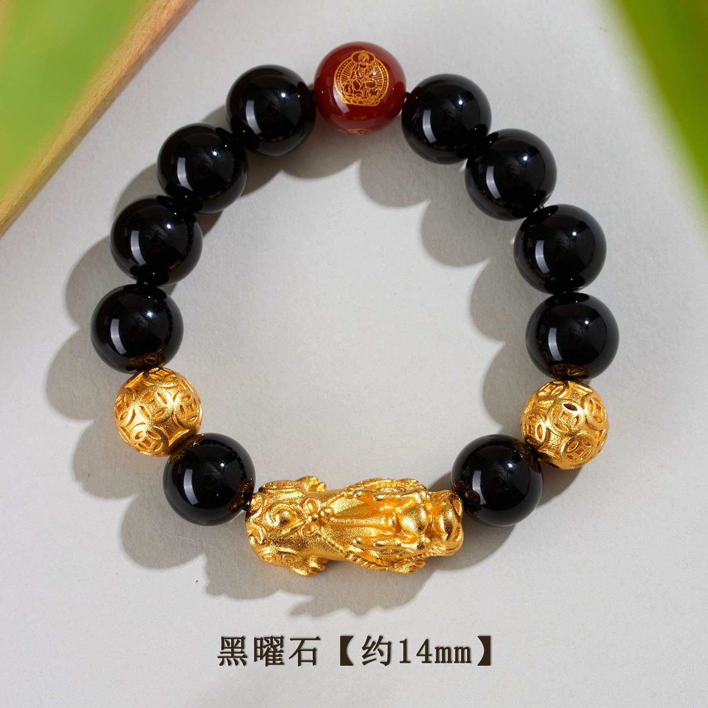 Natural Obsidian Gold Pixiu Zodiac Buddha Bracelet for Wealth Protection and Spiritual Harmony