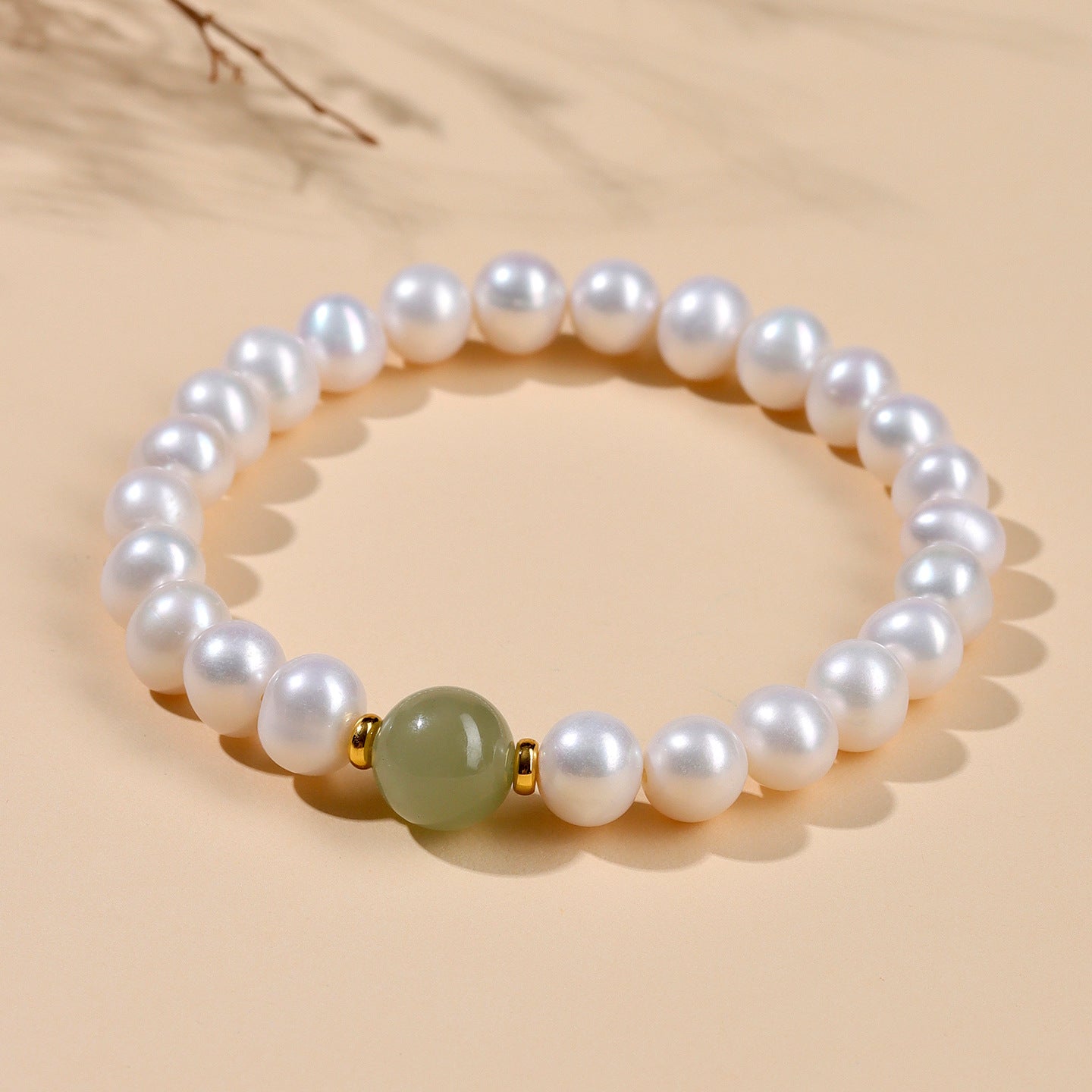 Natural Pearl & Hetian Jade Single Circle Bracelet | Elegant Light Luxury Women's Jewelry