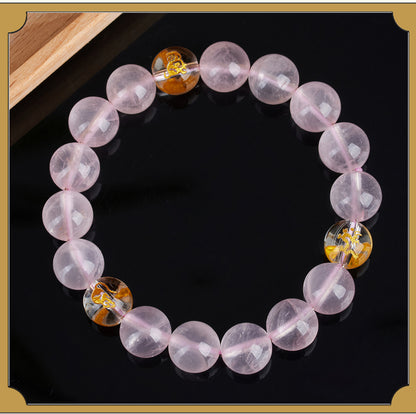 Natural Pink Crystal Three-in-One Zodiac Bracelet for Women - Starlight Harmony & Love Energy