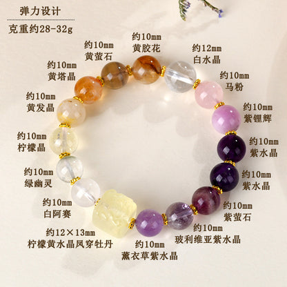 Lemon Yellow Crystal Phoenix Peony Bracelet | Natural Gemstone Women's Spiritual Jewelry
