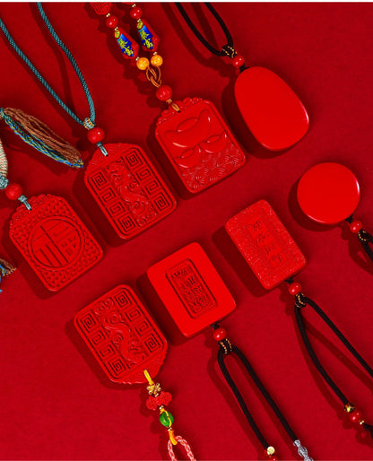 Imperial Red Cinnabar Horse Zodiac Pendant - Success and Fortune Talisman