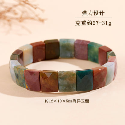 Natural Ocean Chalcedony Bracelet with Wangfu Stone - Wealth and Fortune Women's Spiritual Jewelry