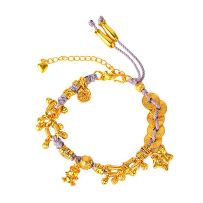 Golden Five Emperors Money Abundant Harvest Bracelet | Wealth & Prosperity Tibetan Style Amulet