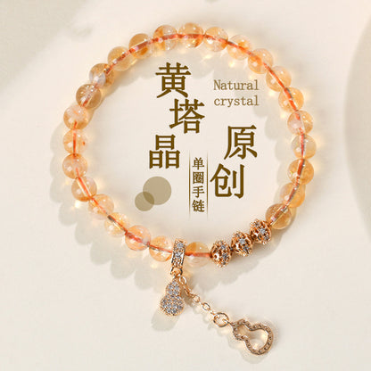 Natural Yellow Pagoda Crystal Fortune Bracelet | Wealth & Luck Charm for Women