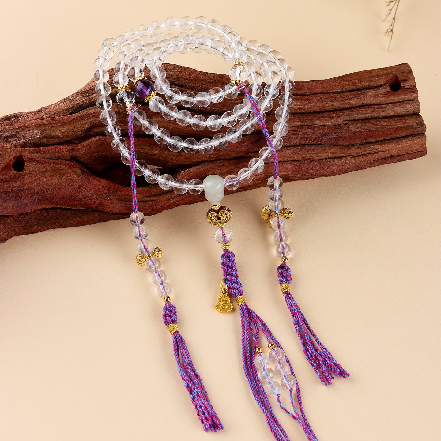 Pure White Crystal 108 Buddha Bead Multi-Layer Bracelet – Spiritual Enlightenment & Harmony