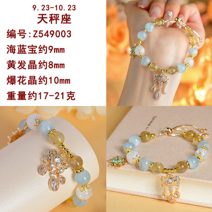 Natural Crystal Zodiac Bracelet - Mystical Energy & Fortune Enhancer for Women