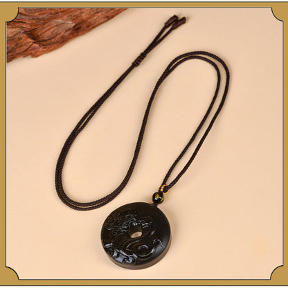 Natural Ice Obsidian Xuanwu Peace Pendant | Five Elements Hydration & Protection Unisex Necklace