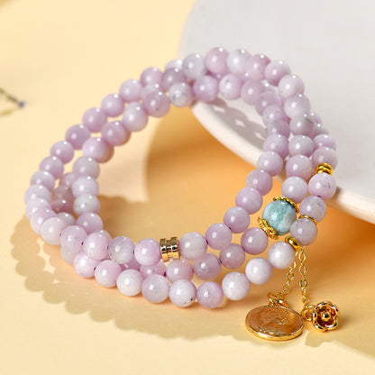 Natural Kunzite Three-Circle Bracelet | Purple Spiritual Stone for Love & Harmony